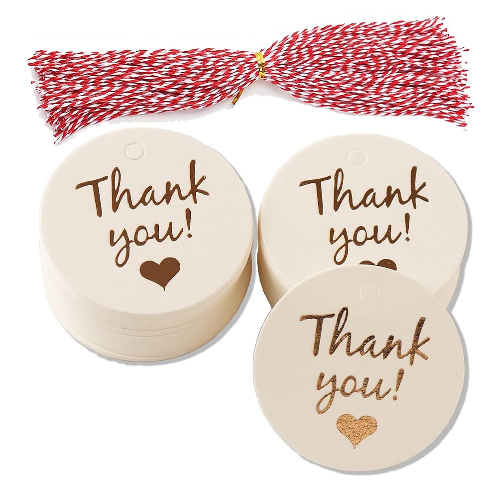 Amazon | gift-ippo サンキュータグ 紐付き 100枚 ギフトタグ