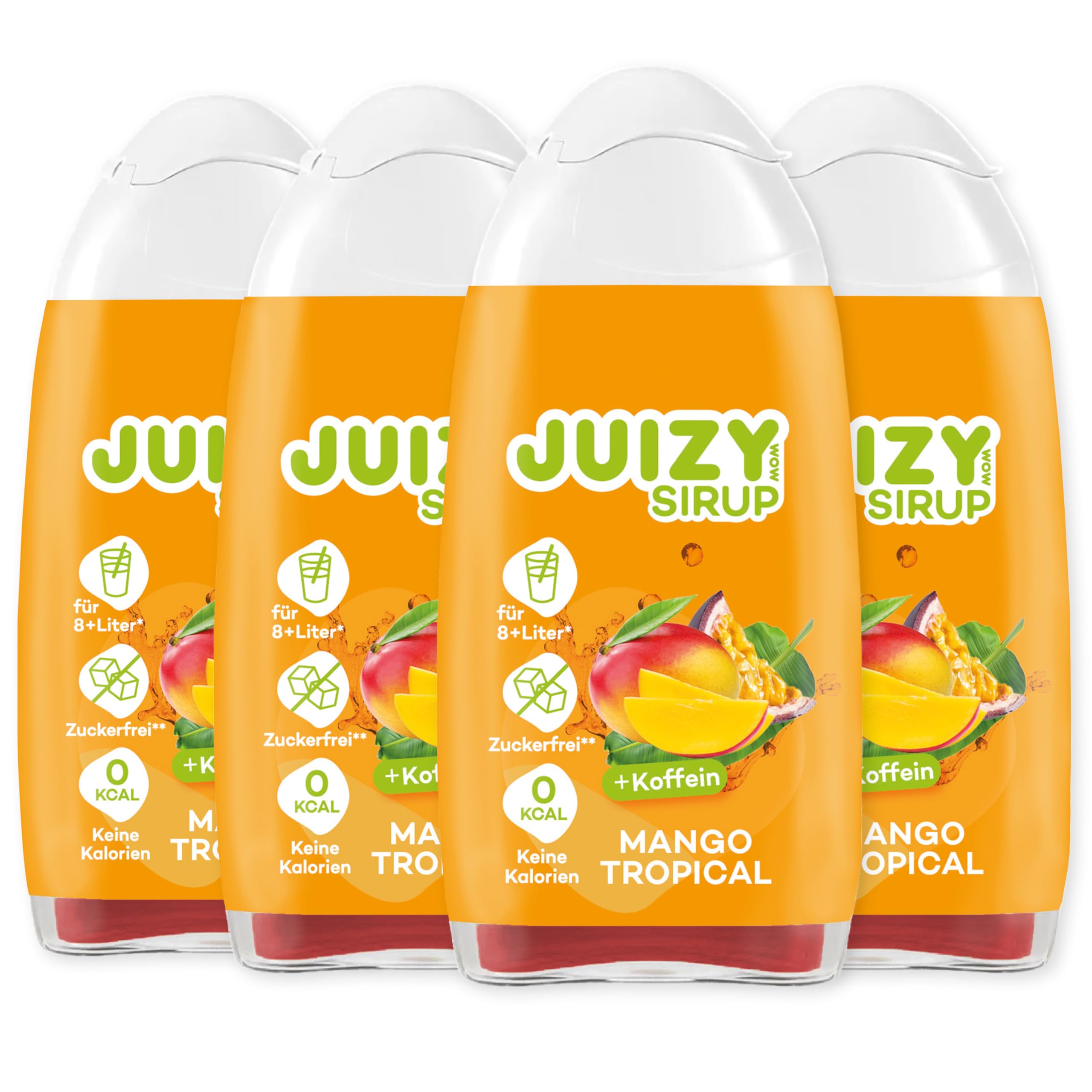 JUIZY WOW Mango Tropical - Zuckerfreier Getränkesirup | Natürlicher Geschmack - Low Calorie | Veganes 4er Bundle - 4 x 65ml | 32 Liter Fertiggetränk von JULIENCO