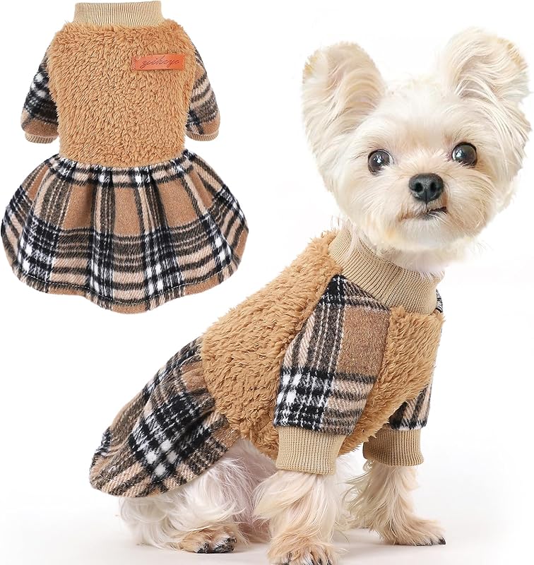 Vestido de Inverno em Soft Fleece para Cães Pequenos shifenmei