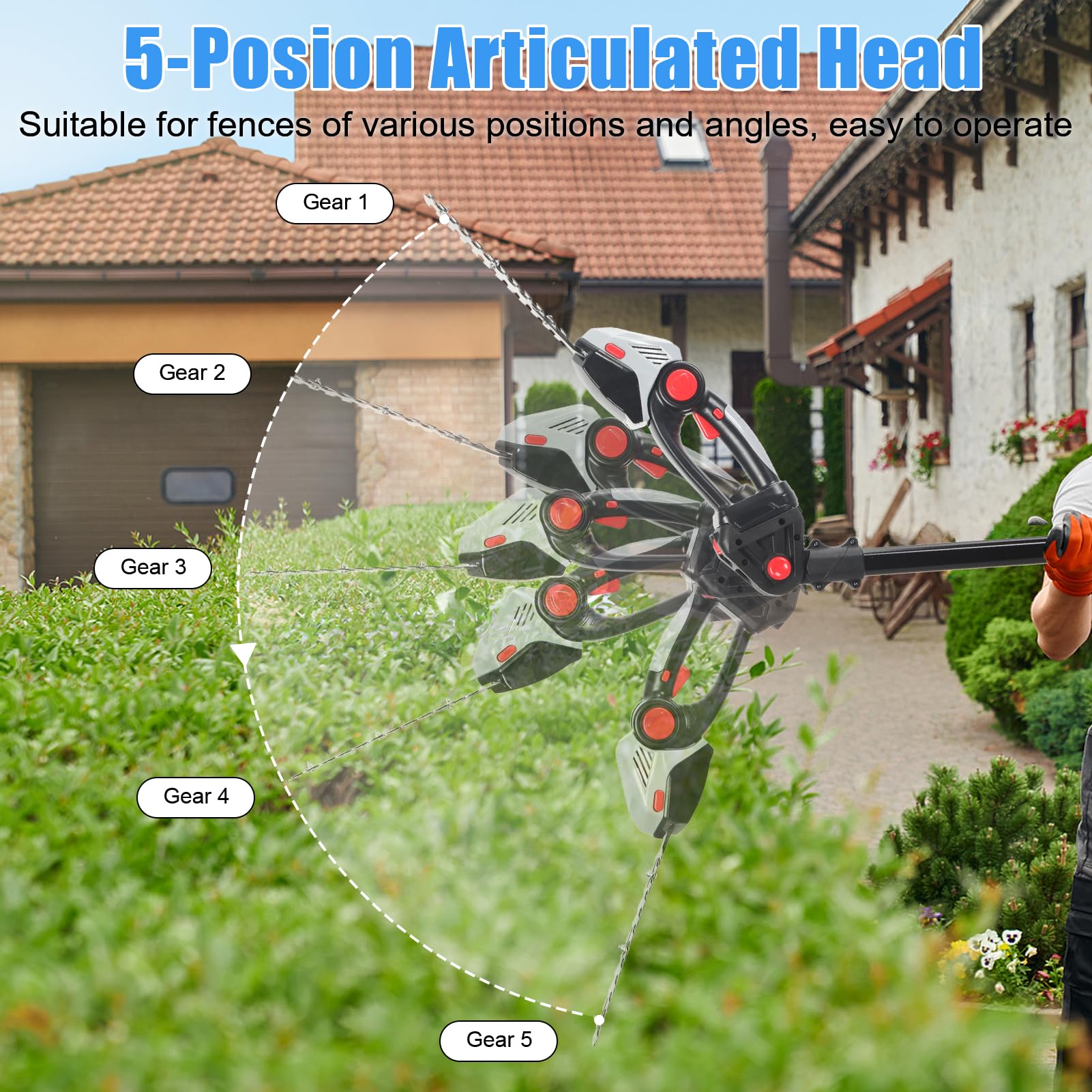 Tronçonneuse Électrique 2-en-1 - Élagueuse sur Perche Télescopique 6 Pouces avec 2 Batteries 1500mAh, 1500W Sans Balais pour Jardin (Portée 3.7m) (M-294)