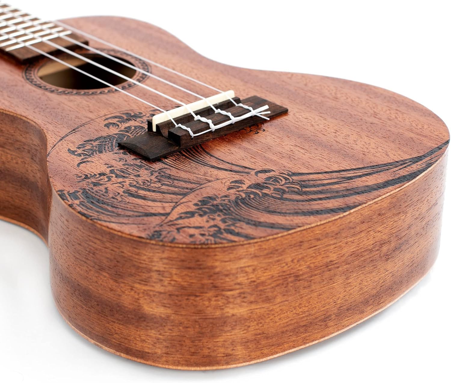 Octopus Concert Ukulele, Right, Natural Finish with Lazer Etched Motif (UK230CW)