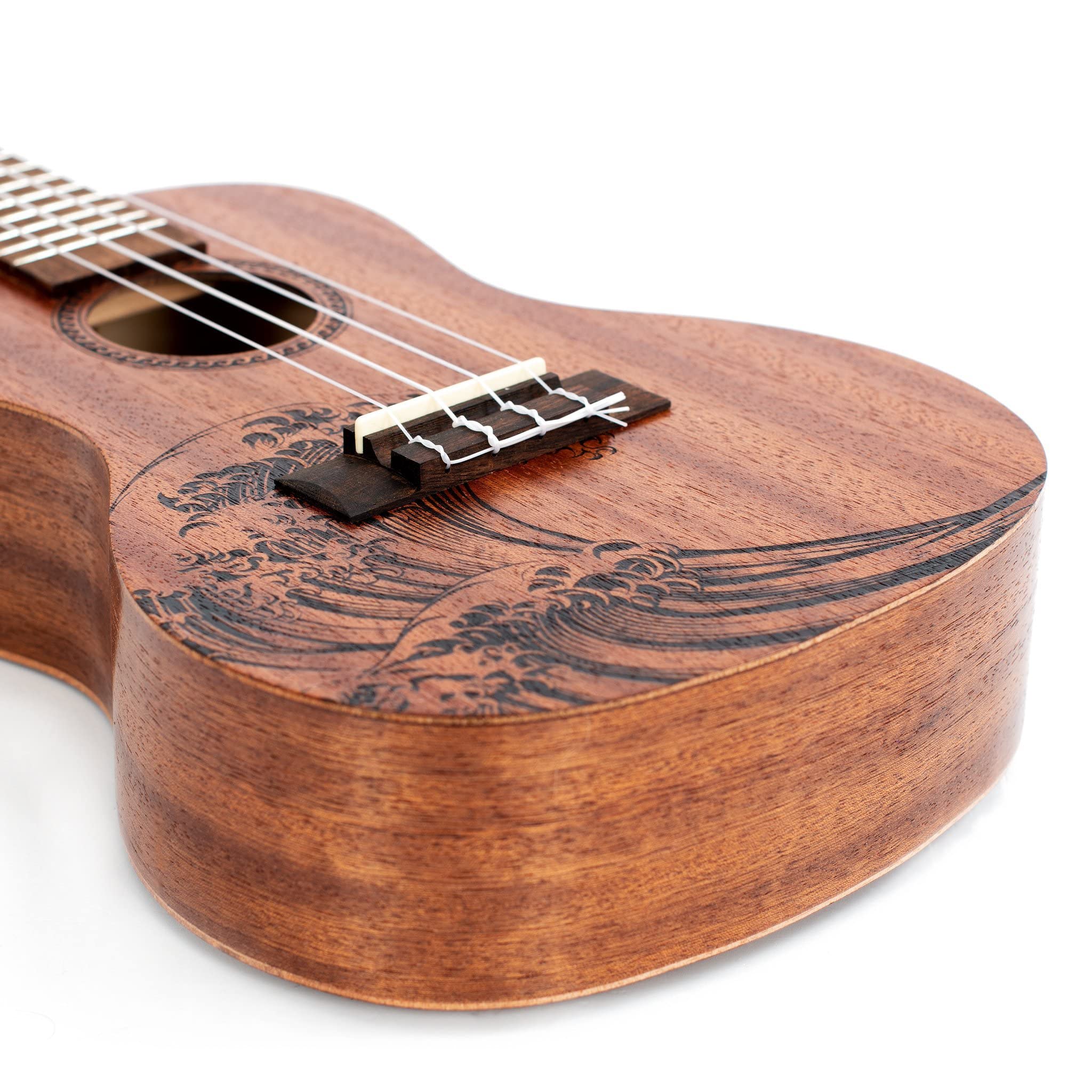 Octopus UK230CW Rosette Konzert-Ukulele Outfit - Wellenmotiv