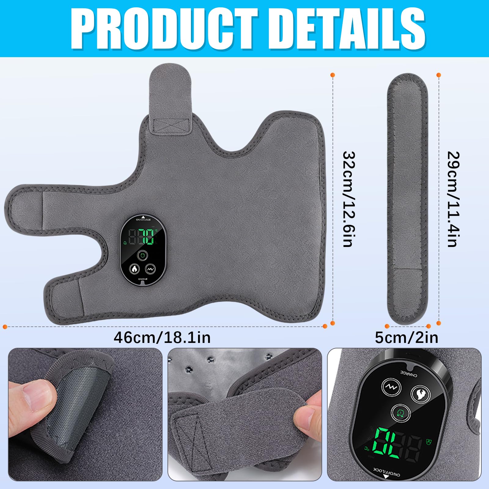 Masajeador de Pies Eléctrico, 2 Unidades Masajeador de Pies Inalámbrico con Batería de 3000 mAh, 3 Modos de Vibración, 6 Niveles de Calor, Ideal para pies, Piernas, Rodillas y Codos