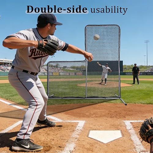 Miniatura 4 de Baseball L Screen 7 X 7 FT Softball Pitching Batting Protector Portable Guard Net for Pitcher Safety for Outdoor Indoor Sports Field Training Use