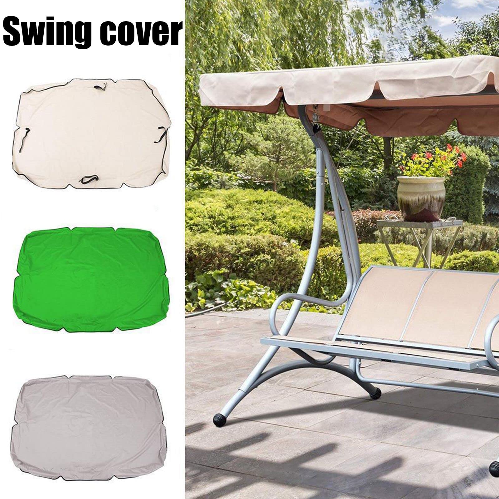 Tetto di Ricambio per Dondolo da Giardino,2/3 posti Tettuccio di Ricambio Universale per Dondolo da Giardino,210D Telo Oxford Impermeabile Anti-UV Copertura di Ricambio per Terrazza
