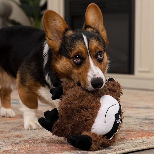 Vista 303 de goDog Checkers Just for Me - Juguete chirriante afelpado para perro, con tecnología Chew Guard, diseño de cerdo volador, color rosa, tamaño miniatura