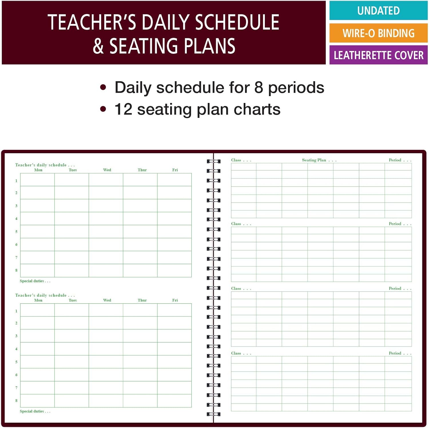 Class Record Book for 9-10 Weeks. 50 Names R1010 (Maroon) : Office Products