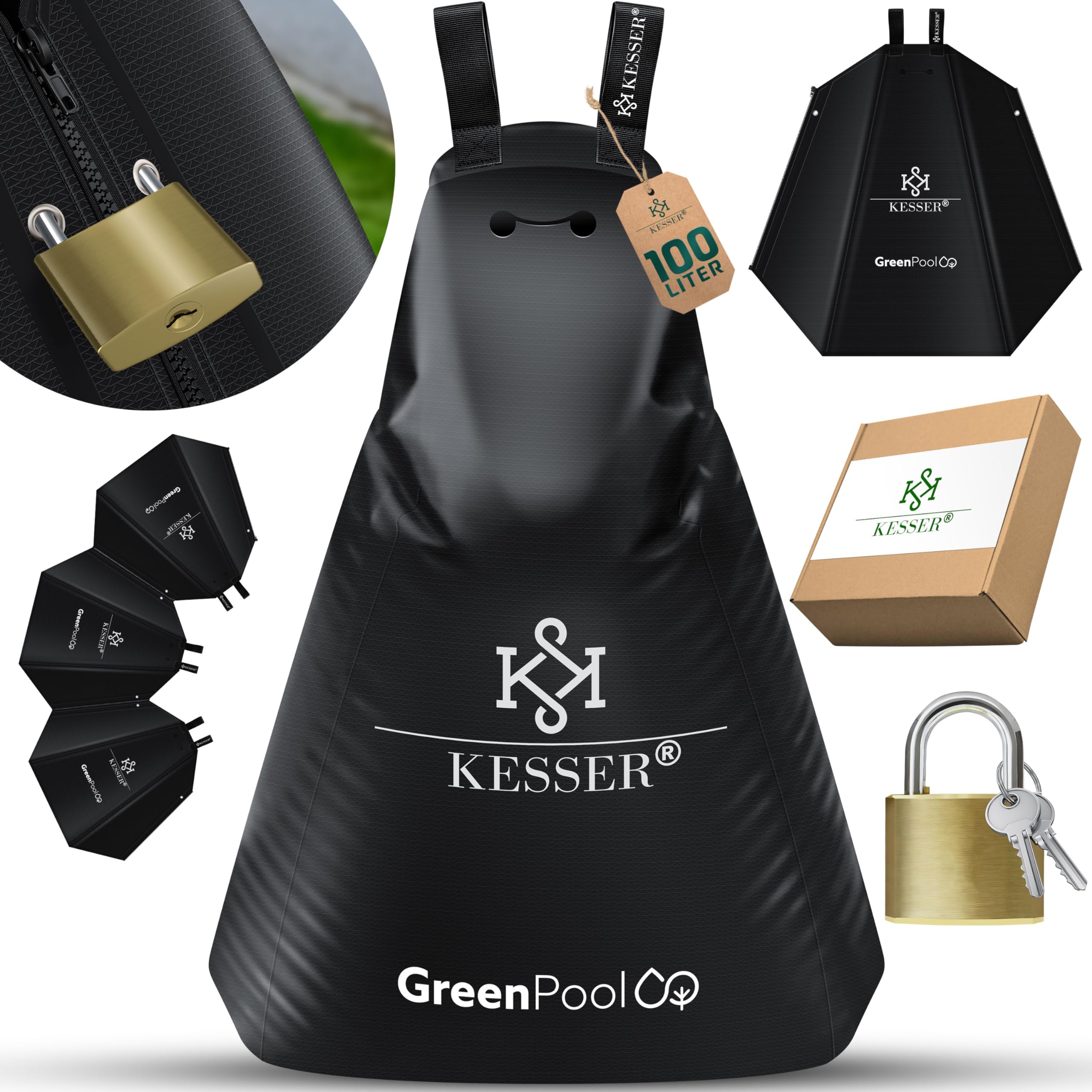 KESSER® Baum-Bewässerungssack 1er Set 100L Wassersack, Baumbewässerungsbeutel, PVC-Tasche langlebig & UV-beständig, Baumbeutel Garten Bewässerungssystem & gezielte Bewässerung von Bäumen mit Schloss