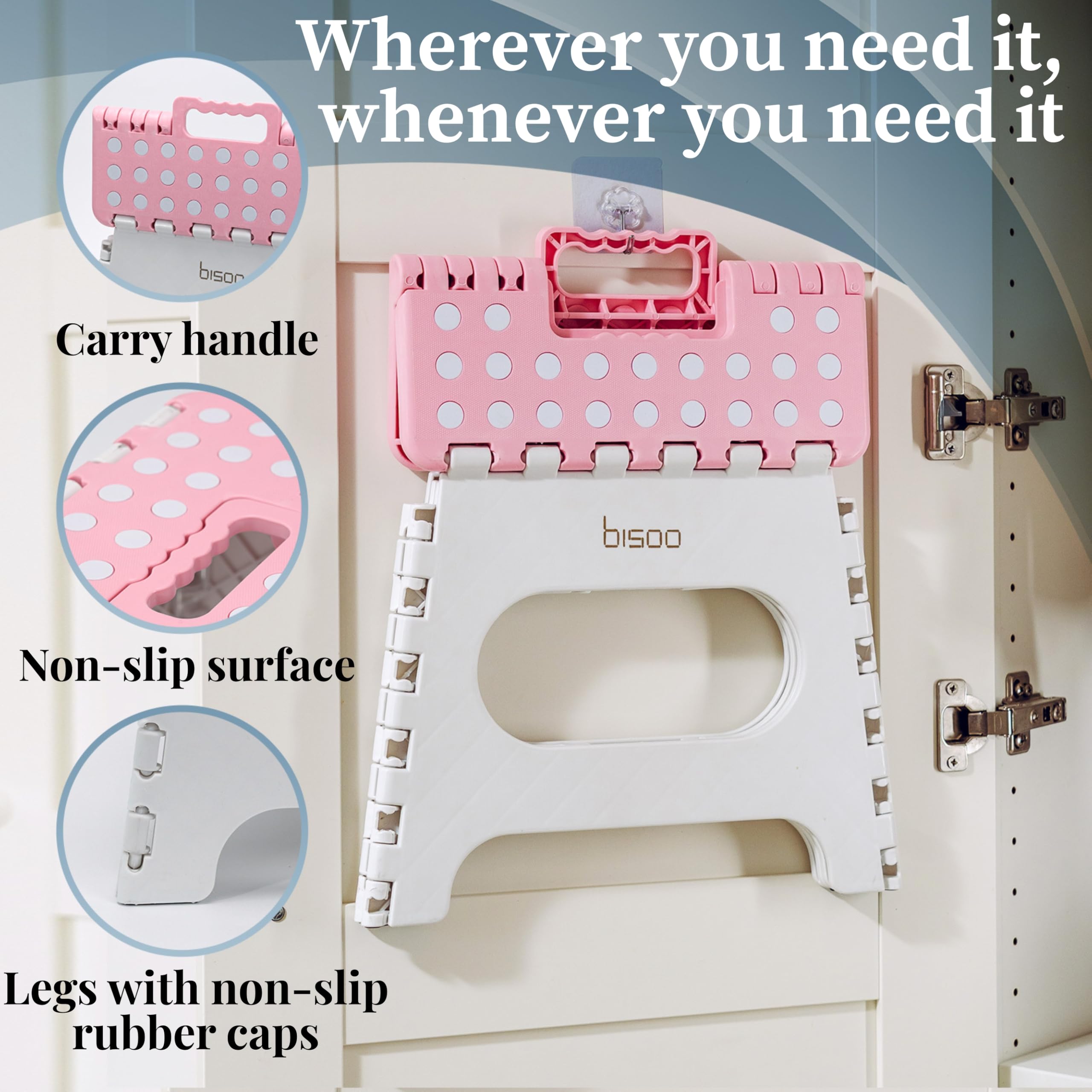 Bisoo Step Stool, 27 cm / 11 in, Folding Step Stool for Toddler Kids & Adults, Cute Color for Bathroom Kitchen & Bedroom - Image 3