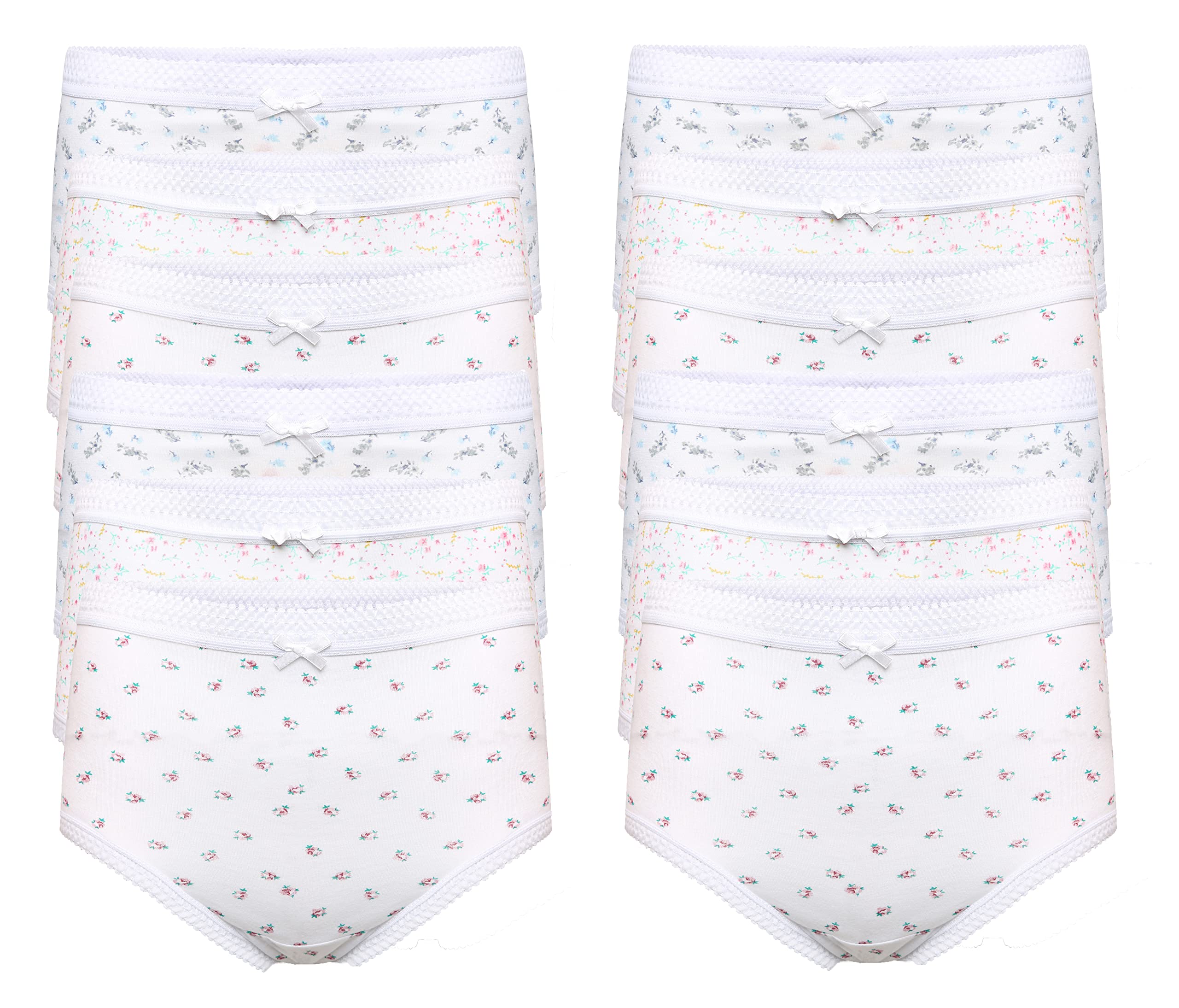 Daisy Dreamer 12 Pairs of Ladies Briefs Maxi Full Organic Cotton Brief Knickers Comfort Fit Womens Underwear