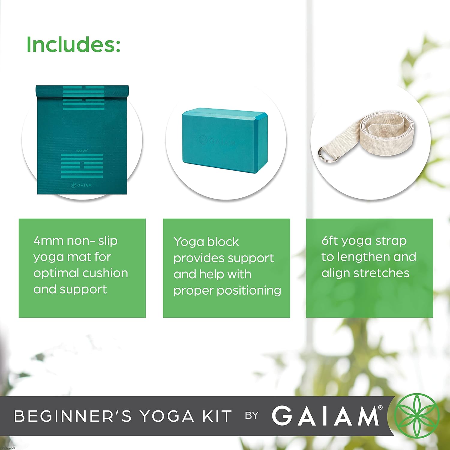 Gaiam 05-53724 Yoga For Beginners Kit, Blue : Sports & Outdoors
