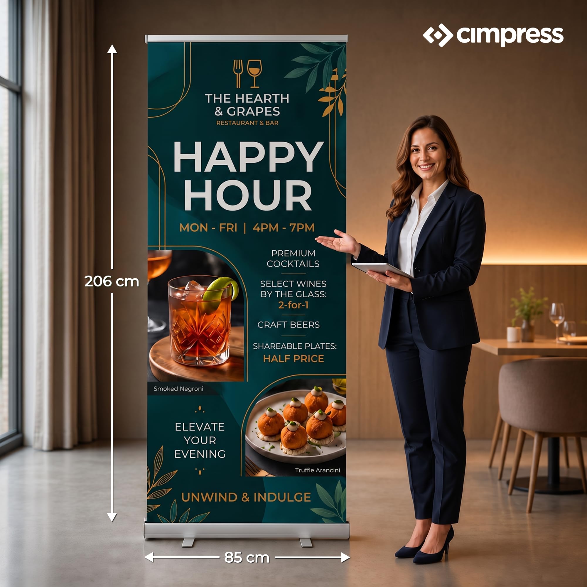 Cimpress Bannière Roll Up Personnalisée, 85 x 206 cm, Cassette Standard