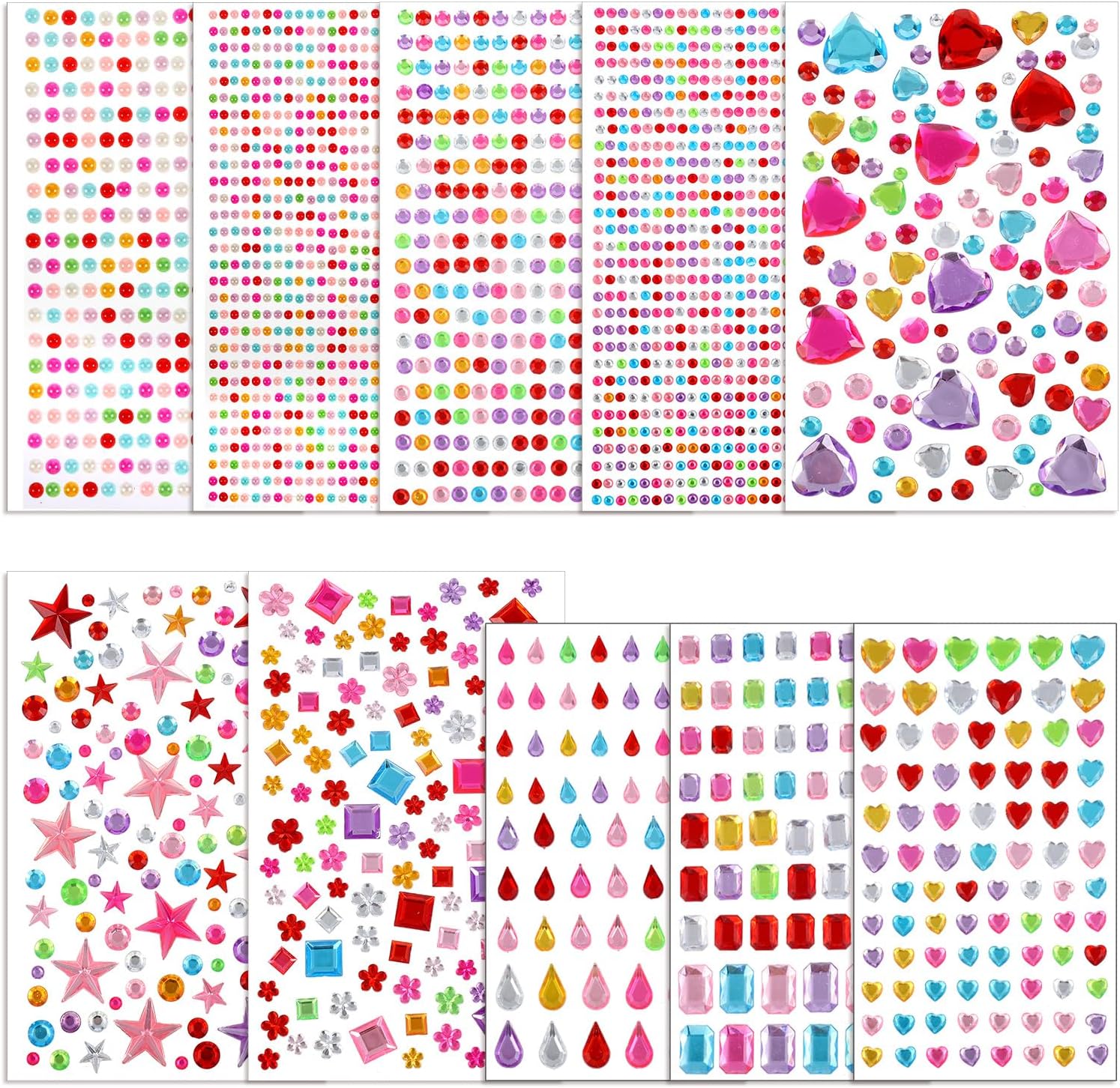 2650 PCS Jewel Stickers for Crafts, Acrylic Gem Stickers for Crafts, Self-Adhesive Rhinestone Gem Sticker Jewels for Scrapbooking Decor, Kids Reward, Makeup, DIY Craft(Multi Colors, Shapes, Sizes)