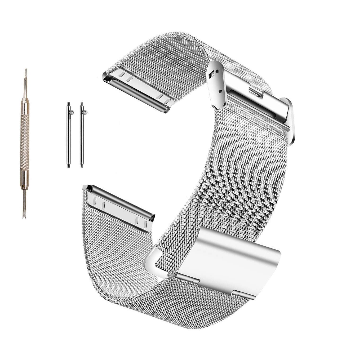 Moran Stainless Steel Mesh Watch Band Quick Release Replacement Strap 18mm 20mm 22mm for Men Women (Silver,18mm)