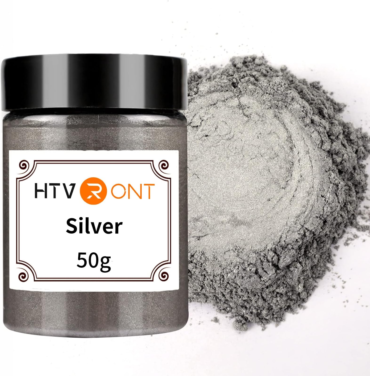 HTVRONT Silver Mica Powder for Epoxy Resin - 1.76 oz/50g Mica Pigment Powder, Natural Mica Powder for Soap Making, Resin, Candle Making, Bath Bomb