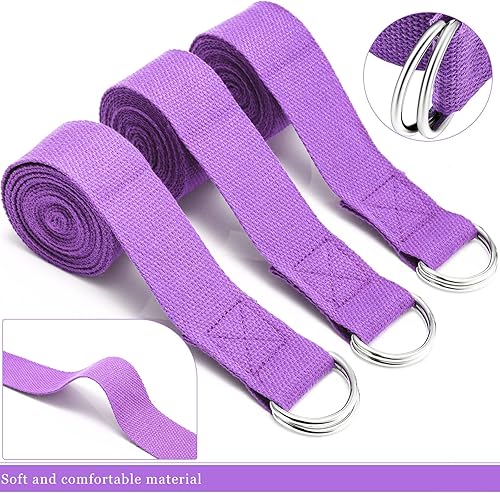 Miniatura 2 de Leyndo 24 correas de yoga para estirar, yoga, ejercicio, correas ajustables para clases de yoga, cinturón de yoga no elástico de 6 pies con hebilla