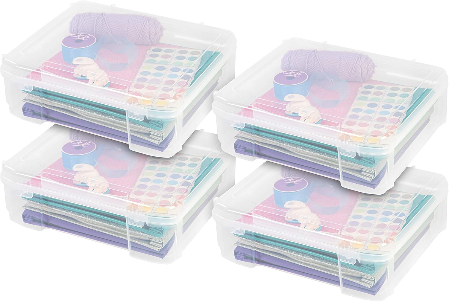IRIS USA 4 Pack Clear Scrapbook Paper Storage Boxes