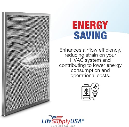 Miniatura 5 de LifeSupplyUSA Filtro de aire electrostático de aluminio (20 x 24 x 1) de repuesto para purificador de aire acondicionado lavable para HVAC central,