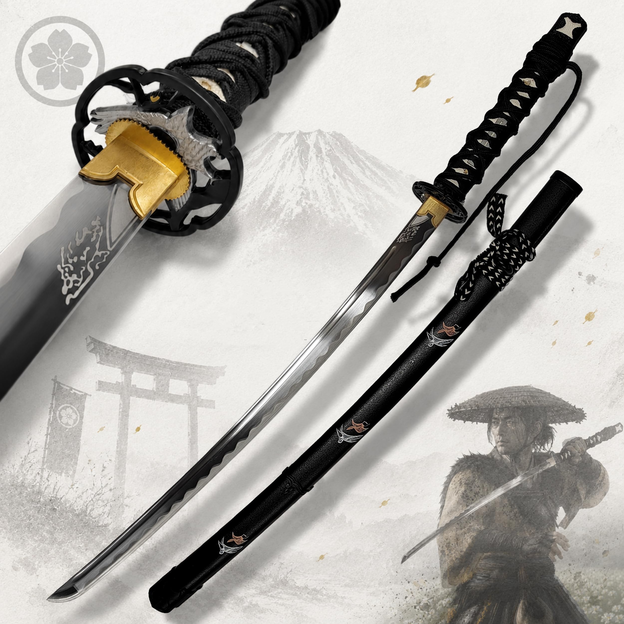 Ghost of Yōtei Katana Replik & Schwert-Sets | Premium Samurai Schwerter aus Karbonstahl & Edelstahl | Atsu Cosplay Waffen, Deko-Schwerter & Daisho Sammlerstücke