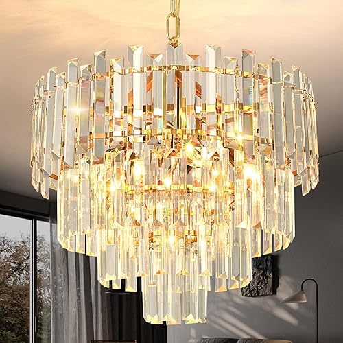 Lámpara de araña de cristal, estilo moderno, apilada, luz de cristal, adecuada para colgar candelabros en pasillos, salas de estar e islas de