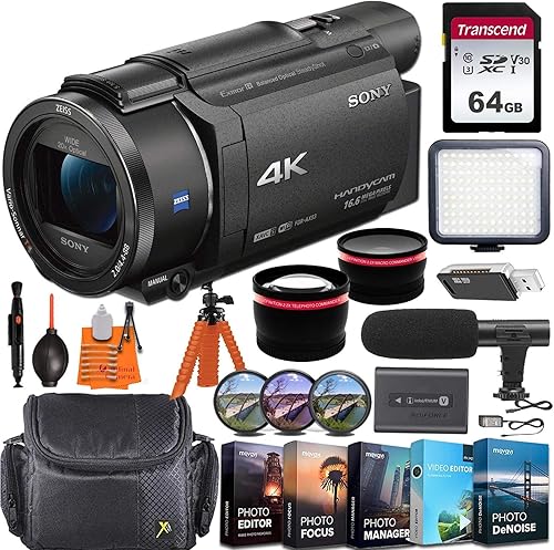 Miniatura 1 de Sony FDR-AX53 4K Ultra HD Video Grabación Handycam Videocámara  Vlogging Pro Bundle incluyendo luz de video memoria de 64 GB micrófono lente de gran