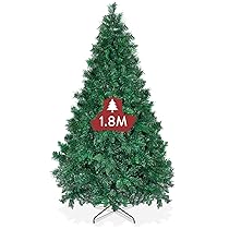 OUSFOT Albero di Natale 180 cm,Verde Albero di Natale 815 Rami RamiEffetto Realistico Con Base in Metallo Materiale PVC,Adatto per Natale,Soggiorni,Decorazioni per Negozi
