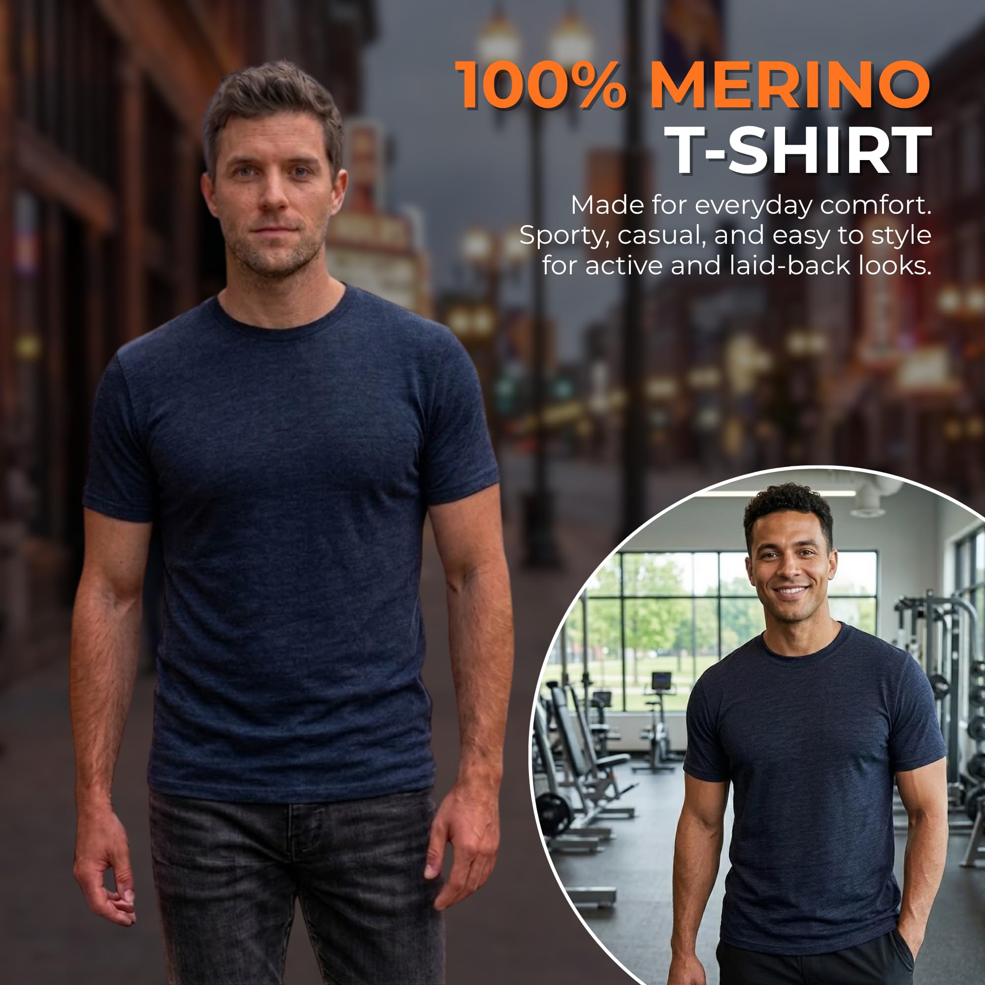 menique Maglietta a maniche corte da uomo in 100% merino, leggera, termica, strato base, traspirante, maglietta a girocollo, per viaggi ed escursioni all'aperto
