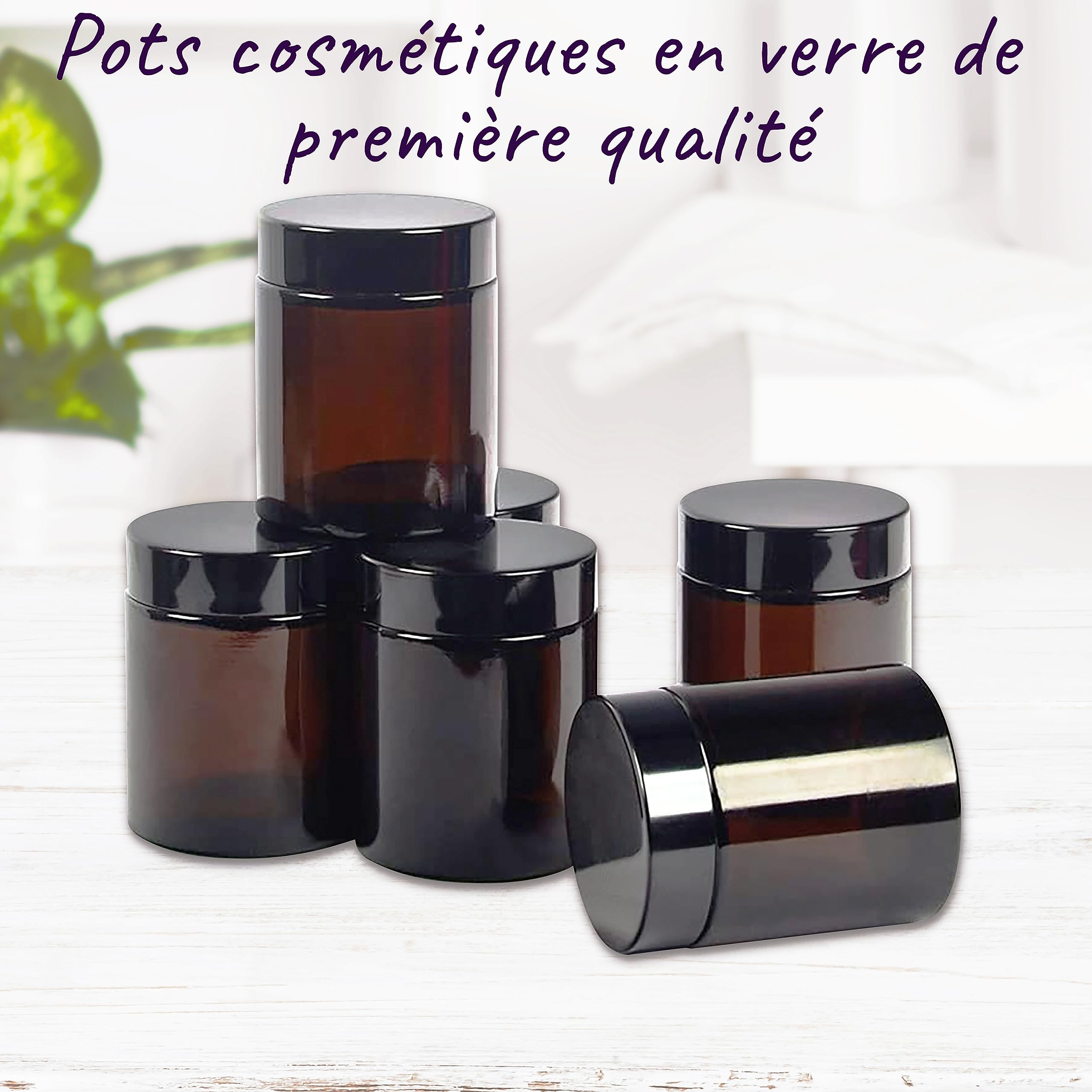 Lot De 8 Pots En Verre Ambre 240ml BELLE VOUS - Bocaux Hermétiques Pour Cosmétiques Et Produits Maison