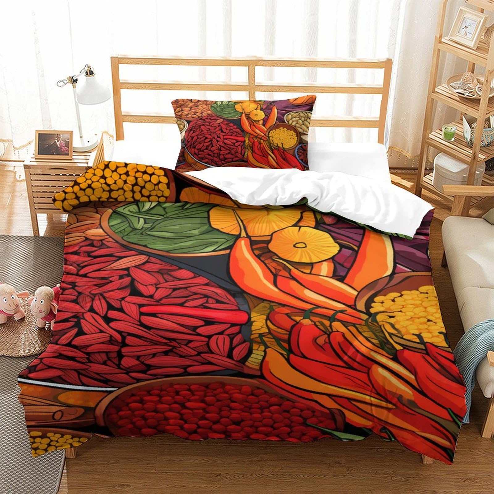 Housse de couette imprimé 3D épices pour une chambre chaleureuse en hiver