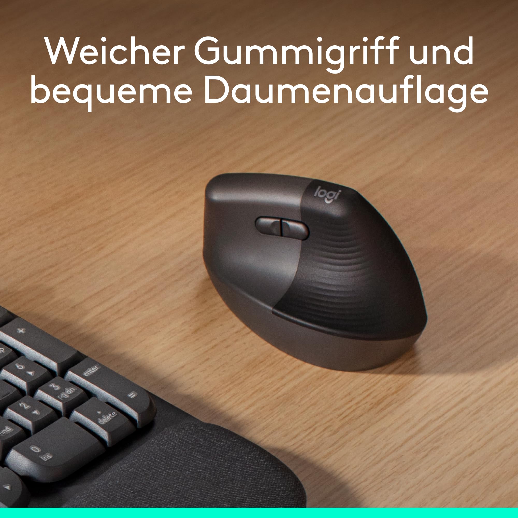 Logitech Lift Vertikale Ergonomische Maus, Kabellos, Bluetooth oder Logi Bolt USB-Empfänger, Leise Klicks, 4 Tasten, Kompatibel mit Windows/macOS/iPadOS, Laptop, PC - Grau