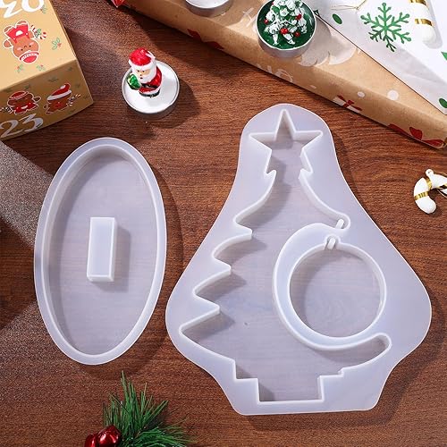 Miniatura 3 de IMIKEYA Moldes de resina para marco de fotos molde de marco de imagen de árbol de Navidad 3D, marco de fotos de bricolaje, molde de silicona de