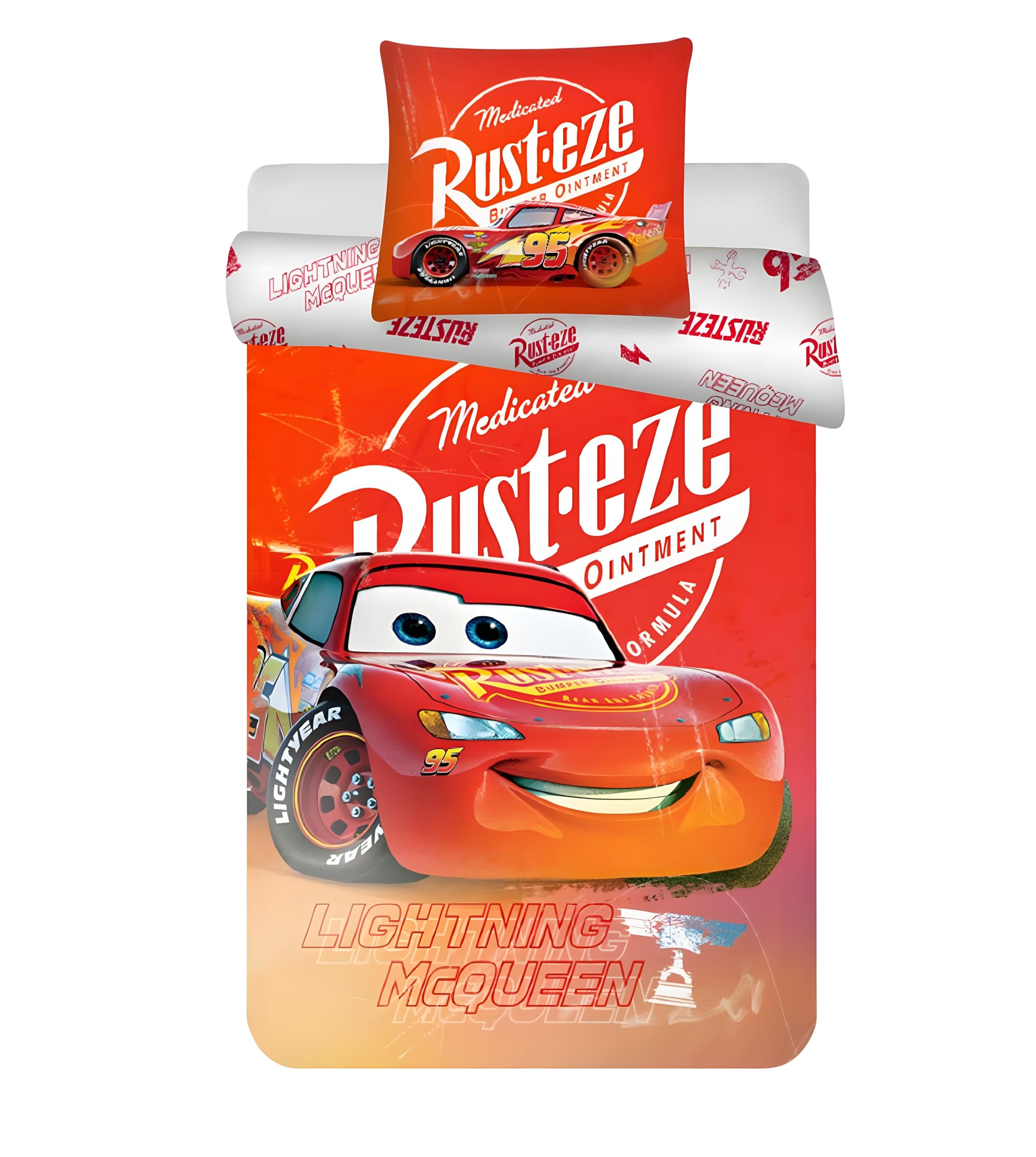 Disney Cars Bedlinen Set for Junior Bed | Duvet Cover 100x135 cm with Pillowcase 40x60 cm, 100% Cotton | Soft & Breathable Kids Bedding Set Lightning McQueen | Toddler Cot Bedding โ image 1