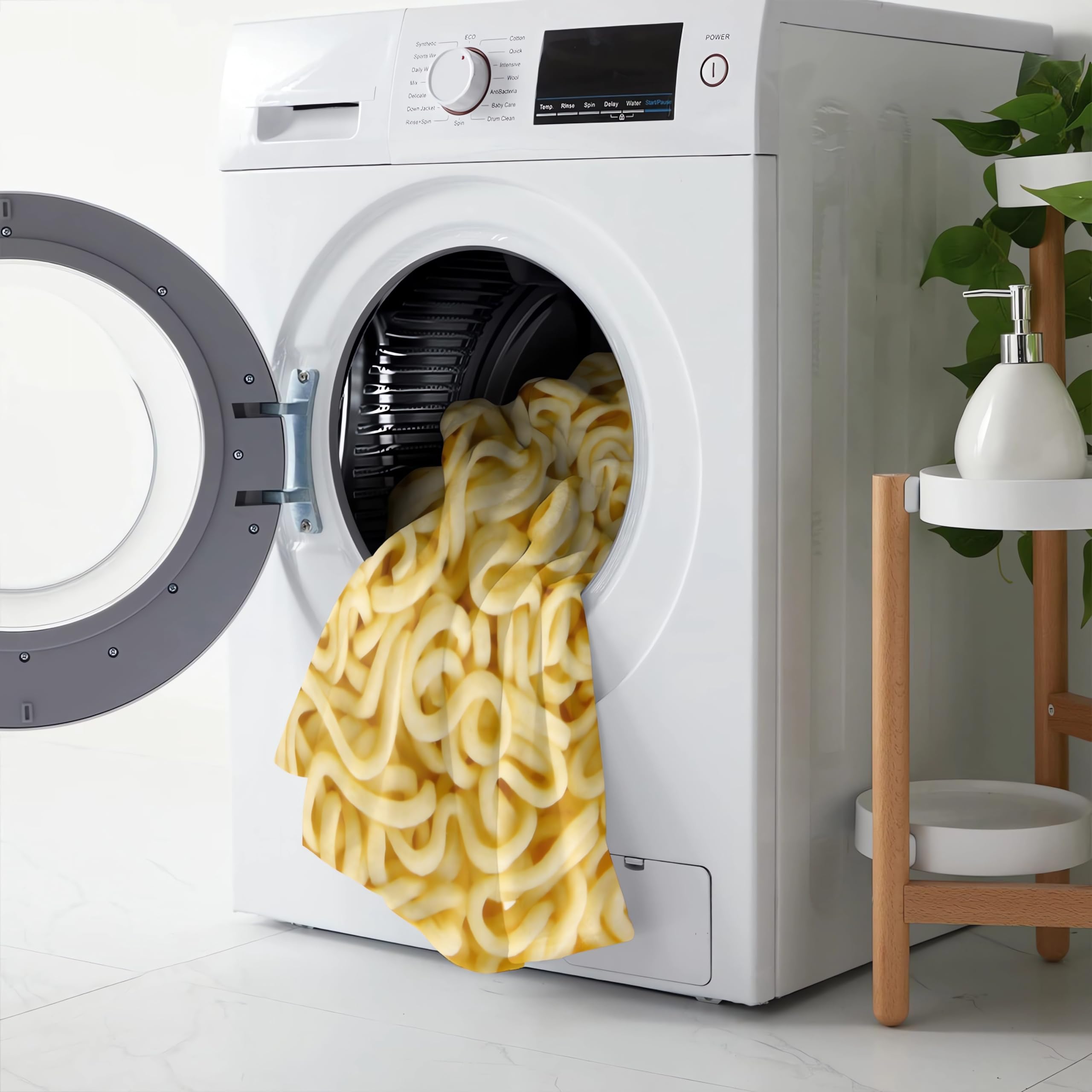 Neuheit Instant Nudeln, lustige, realistische Lebensmittel-Überwurfdecken, Ramen-Texturdruck, Flanell-Fleecedecke für Schlafzimmer, Wohnzimmer, Sofa, Couch, Bett, Büro, Schoß, 127 x 101,6 cm