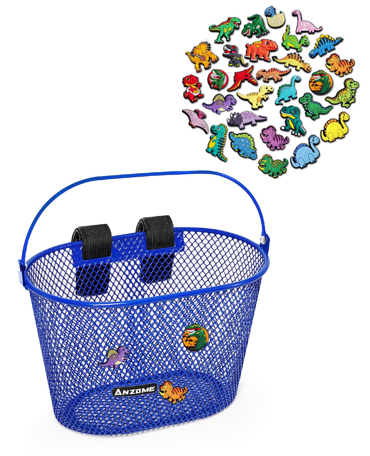 ANZOME Kids Bike Basket, Bicycle Basket for Boy and Girl, Waterproof Metal Wire Children's Bicycle Basket, Suitable for Most Children's Bicycles and Kids Tricycles