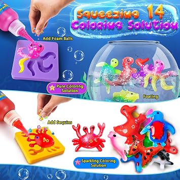 JOPSHEEN Magic Water Elf Kit for Kids - Aqua Fairy Water Pets with 14 Colours - Squishy Maker Crafts Birthday Gifts for Boys and Girls