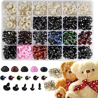 Olhos de segurança para crochê, 596 peças de olhos de boneca de crochê e olhos de boneca artesanal de nariz, Olhos brilhantes de crochê, artesanato de animais, olhos de crochê recheados Jpsdows