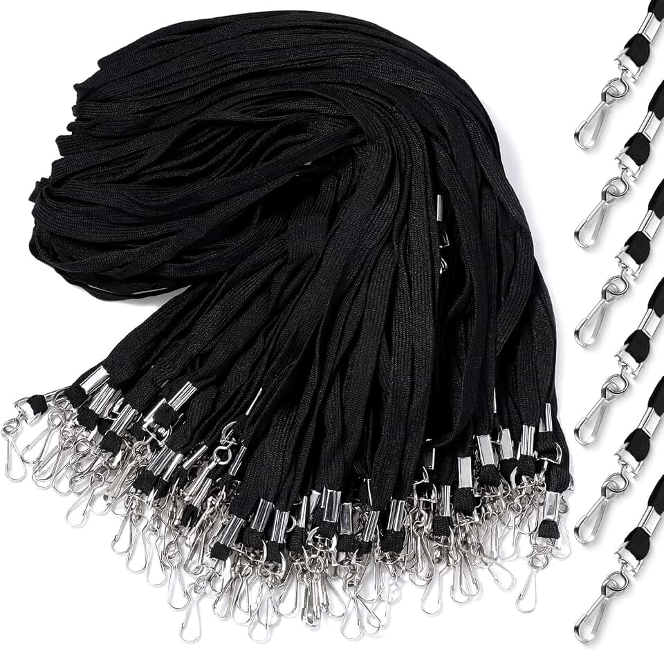 Epakh 200 Pcs Lanyards for ID Badges with Swivel Hooks