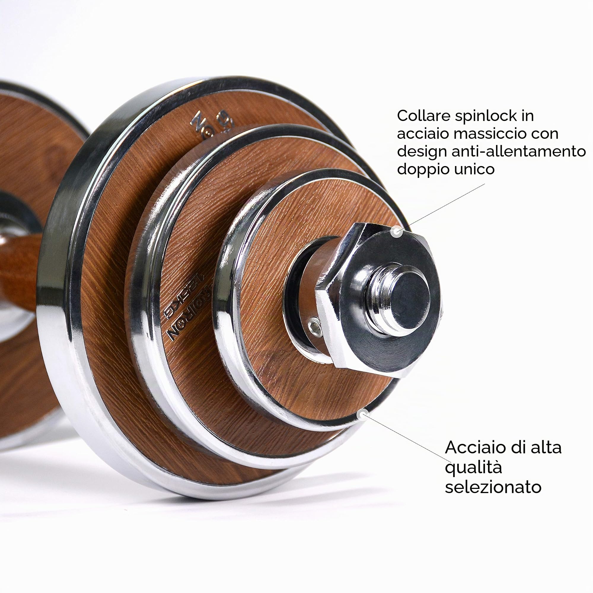 PROIRON Manubri in acciaio noce Set di manubri regolabili da 20KG per palestra (coppia)