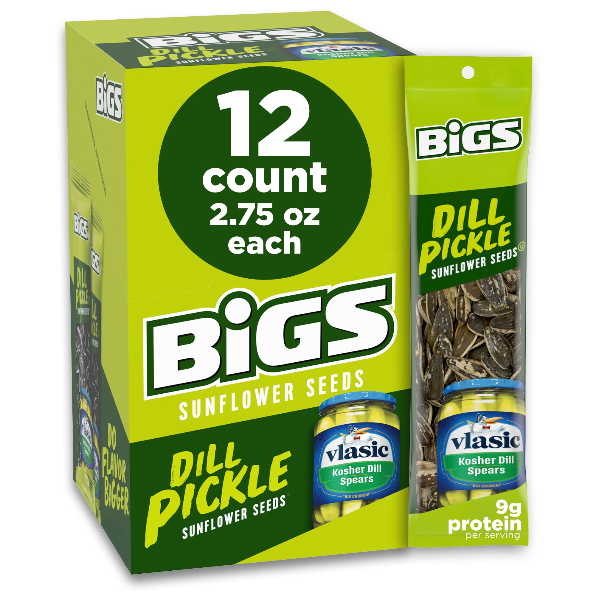 Sunflower Seeds, Vlasic Dill Pickle Flavor, 2.75 oz. (Pack of 12)