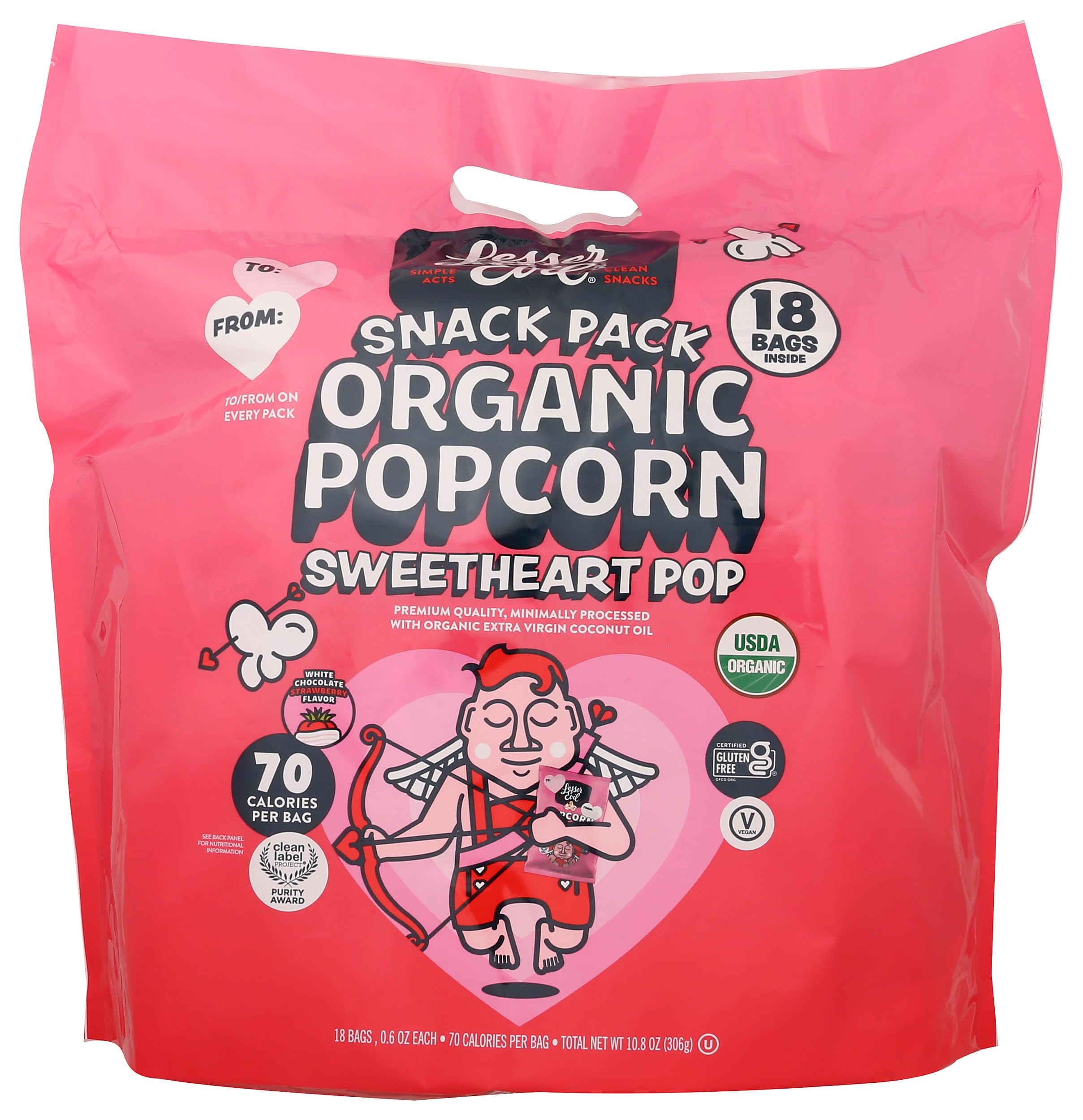 Amazon.com: LESSEREVIL Organic Sweetheart Popcorn, 2.3 OZ