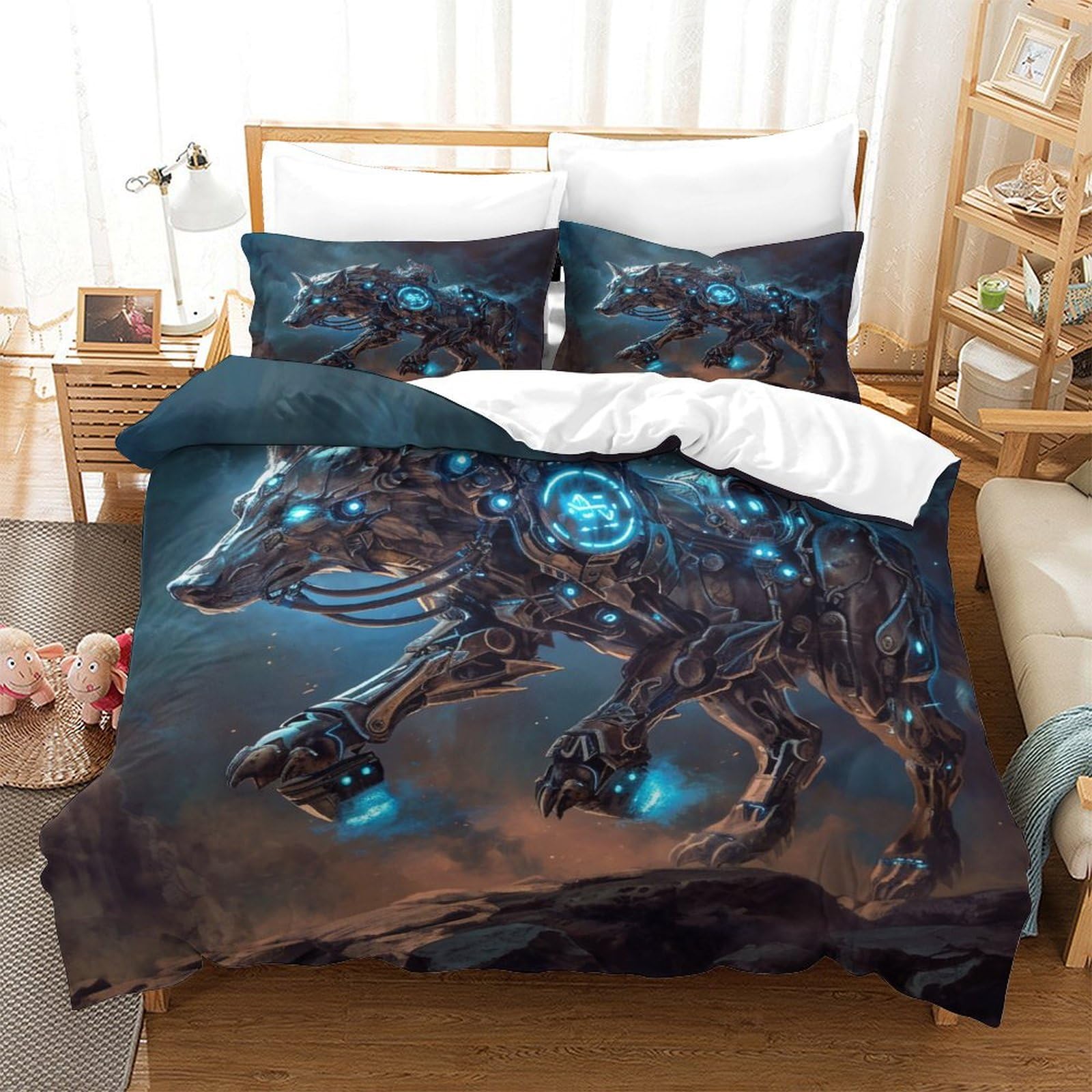 BARDYS Wolf Duvet Cover for Teens And Adults 3D Print Wild Animals Comforter Covers Quilt Cover Soft Microfiber Bedding Set with Pillow Cases with Zipper Closure 3 Pieces Single(140x200cm) — image 1