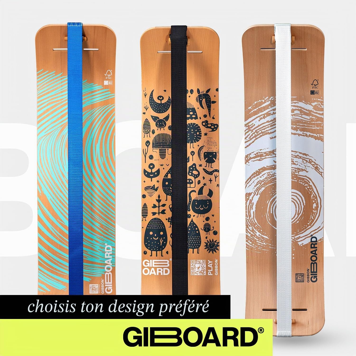 GIBBON Kit de giboard - Active White/Black | Planche d'équilibre innovante | Entraînement interactif avec application | Pour la maison et les déplacements | Idéal pour les figures et les entraînements