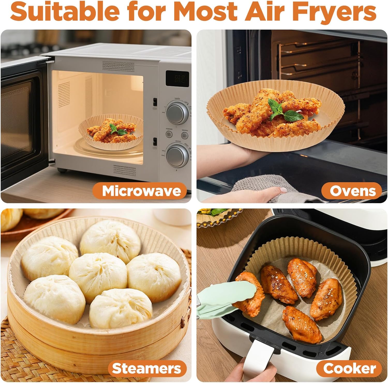 400 Pcs 9 Inch Air Fryer Liners, Round Disposable Non-Stick Food Grade Parchment Baking Paper For 5-12 QT Air Fryers, Microwave, Steamer