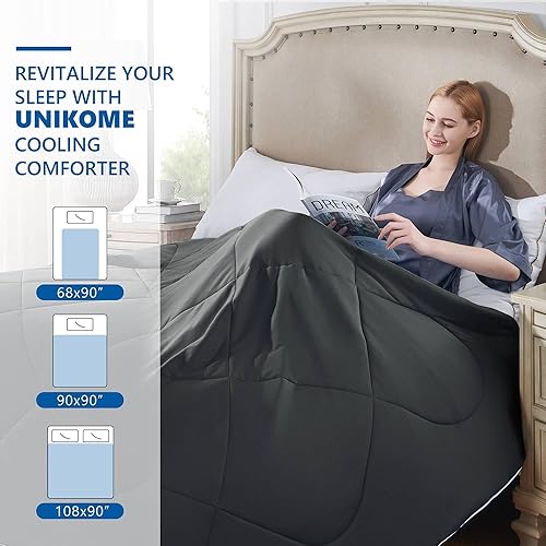 Miniatura 6 de UNIKOME Edredón refrescante reversible de verano, tamaño matrimonialqueen, manta refrescante ligera de doble cara para sudores nocturnos y personas