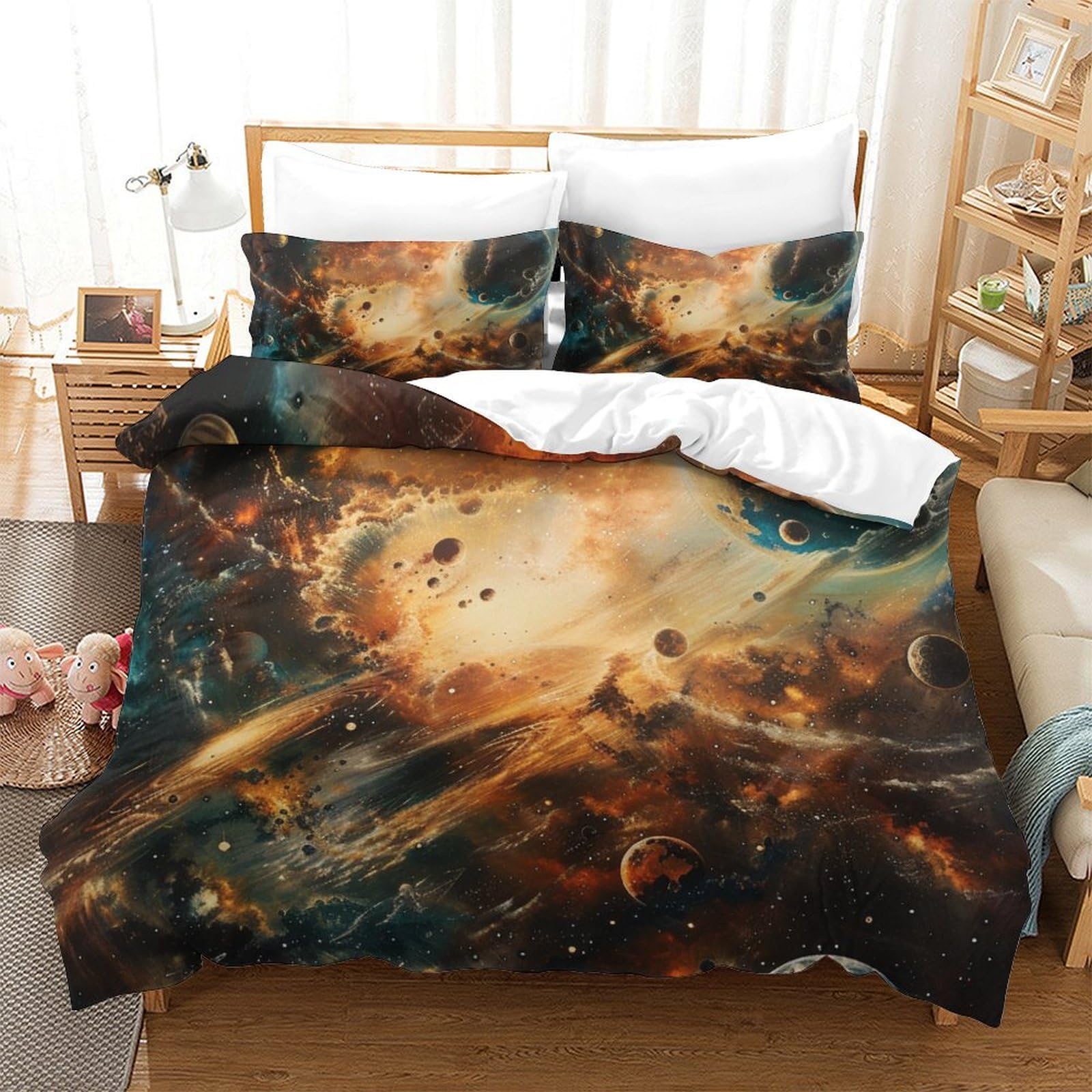 Housse de couette galaxie de qualité premium parure de lit douce en microfibre 3D