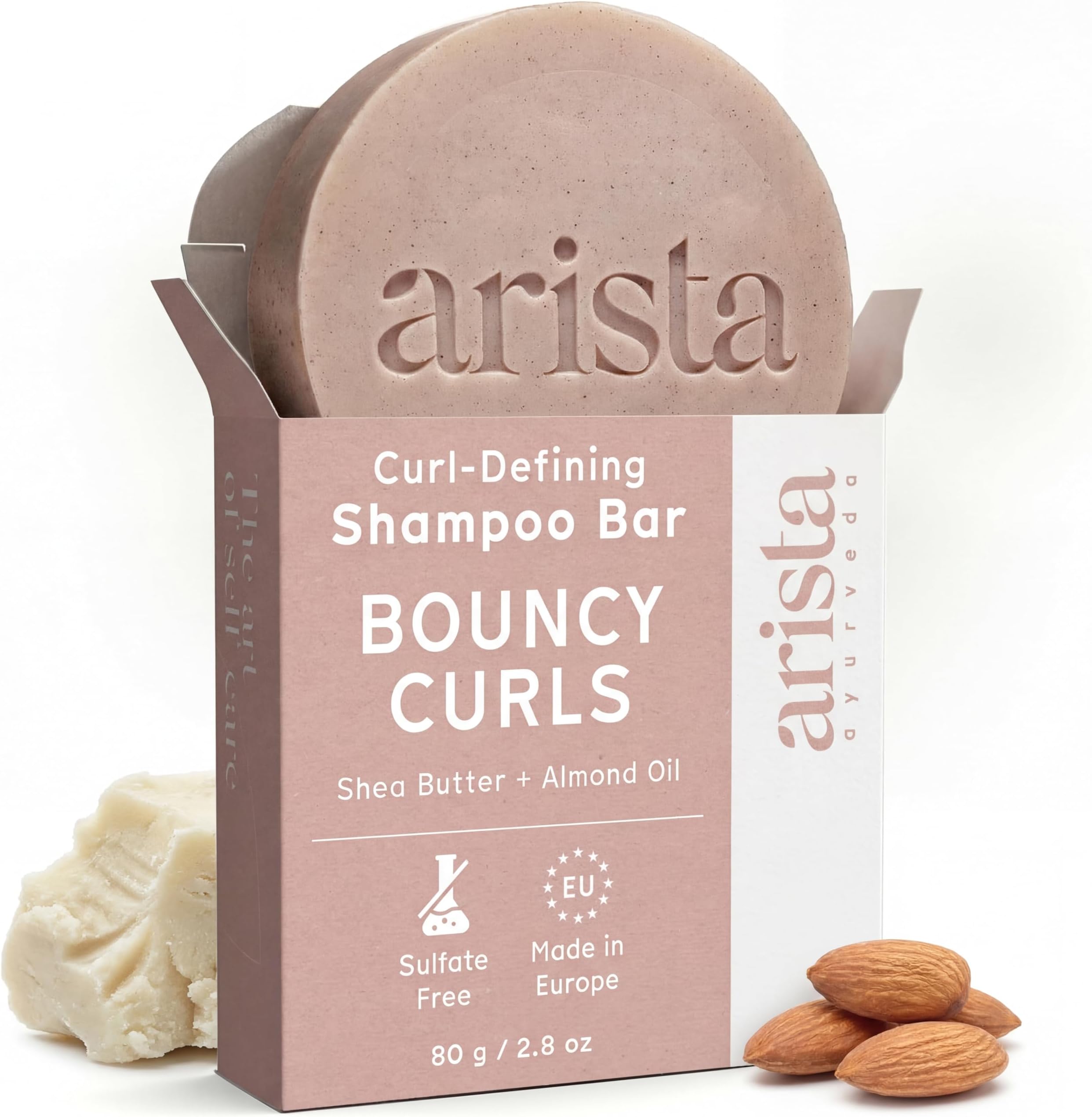 Arista Curly Hair Shampoo Bar - Sulfate Free, Moisturising & Curly Shampoo - Sweet Almond Oil, Shea Butter & Reetha Fruit Powder