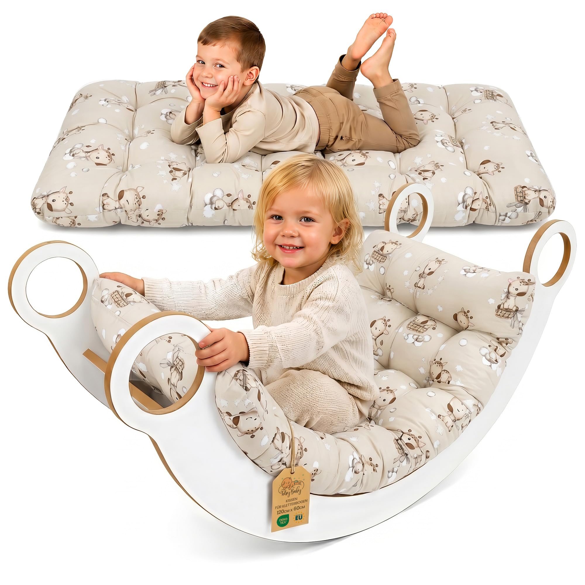 Cuscino da pavimento bambini 60x120 cm - tappetino neonati grande per palestrina e arco montessori tappeto gioco neonato gattonamento morbido bebe materassino Oeko-Tex Giraffe