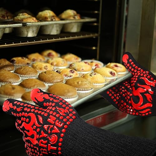 Miniatura 4 de Guantes de barbacoa  Ideal para guantes de parrilla al aire libre  Guante de cocina resistente al calor hasta 1472  Guante de parrilla de muñeca