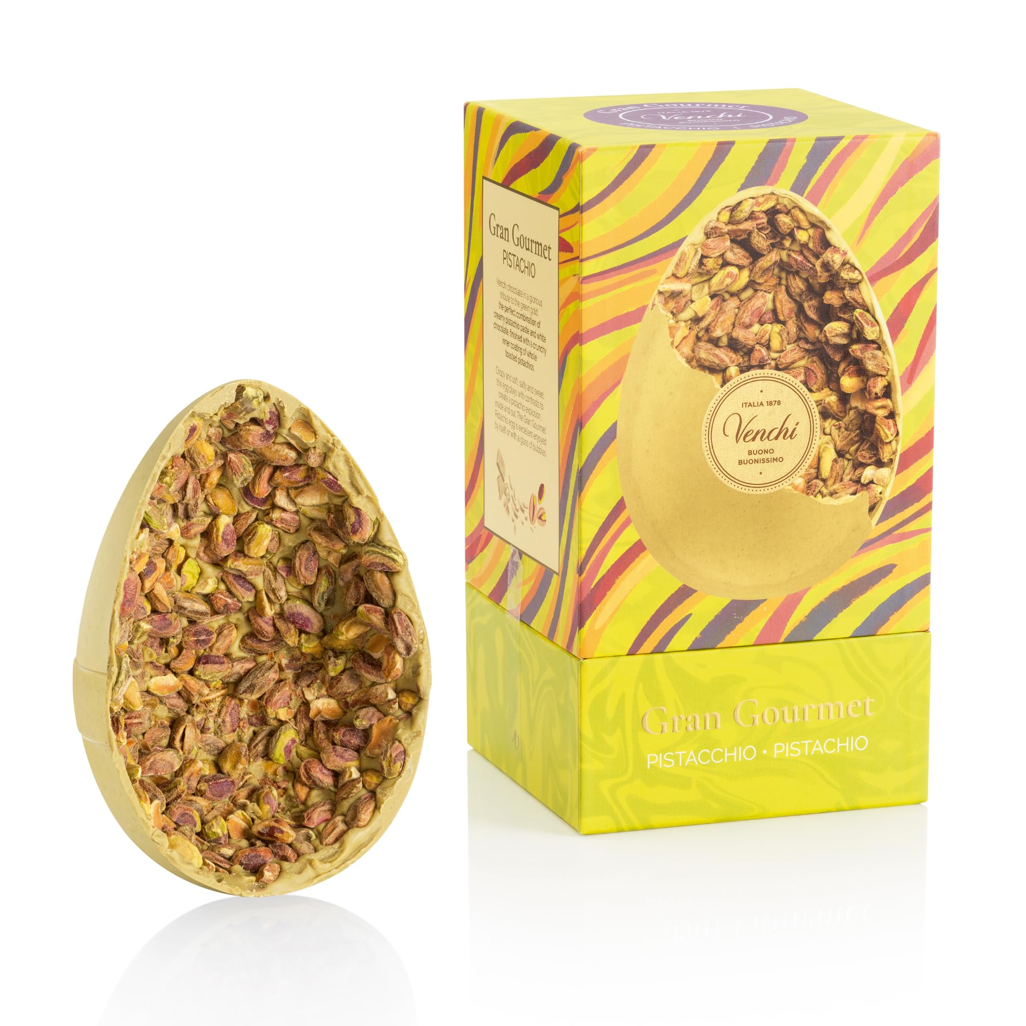 Venchi - Huevo de Chocolate, Sabor Chocolate con Pistacho, con Pistachos Enteros, con Sorpresa, Sin Gluten, 500 gr, Colección Pascua, Idea Regalo