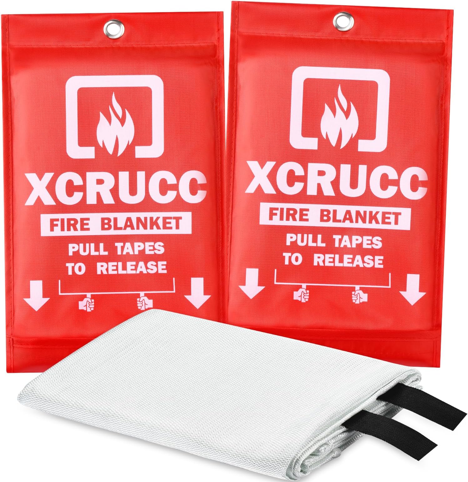 Heavy Duty Emergency Fire Blanket for Home and Kitchen - 2 Pack 40"x40" Fiberglass Fire Blankets for House Camping Car Office Warehouse Emergency Survival Safety